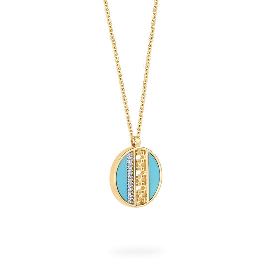 Turquoise and Diamond Medallion Pendant, S (14 mm) image number 2
